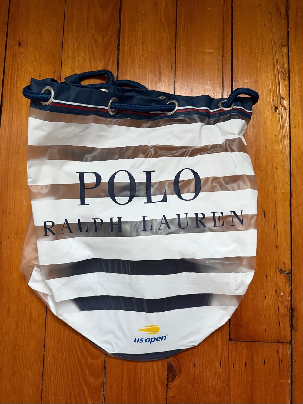 US Open 2026 Polo Ralph Lauren Clear Striped Drawstring Bag Backpack